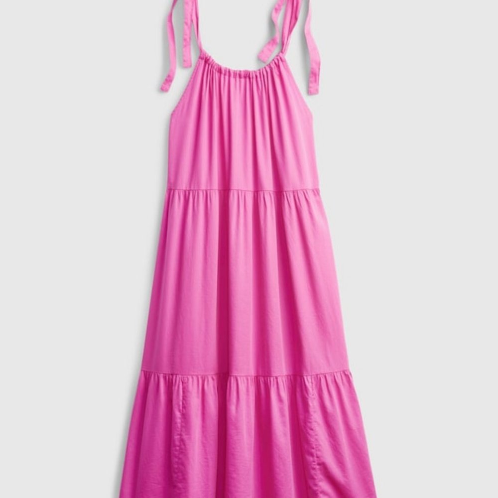 GAP Tie-Shoulder Tiered Midi Dress
